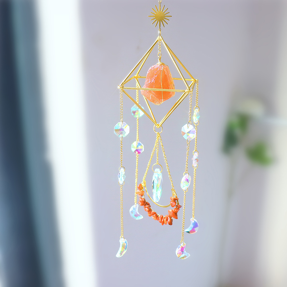 

Hexagon Orange Crystal - Art Crystal Suncatcher, 501 Original