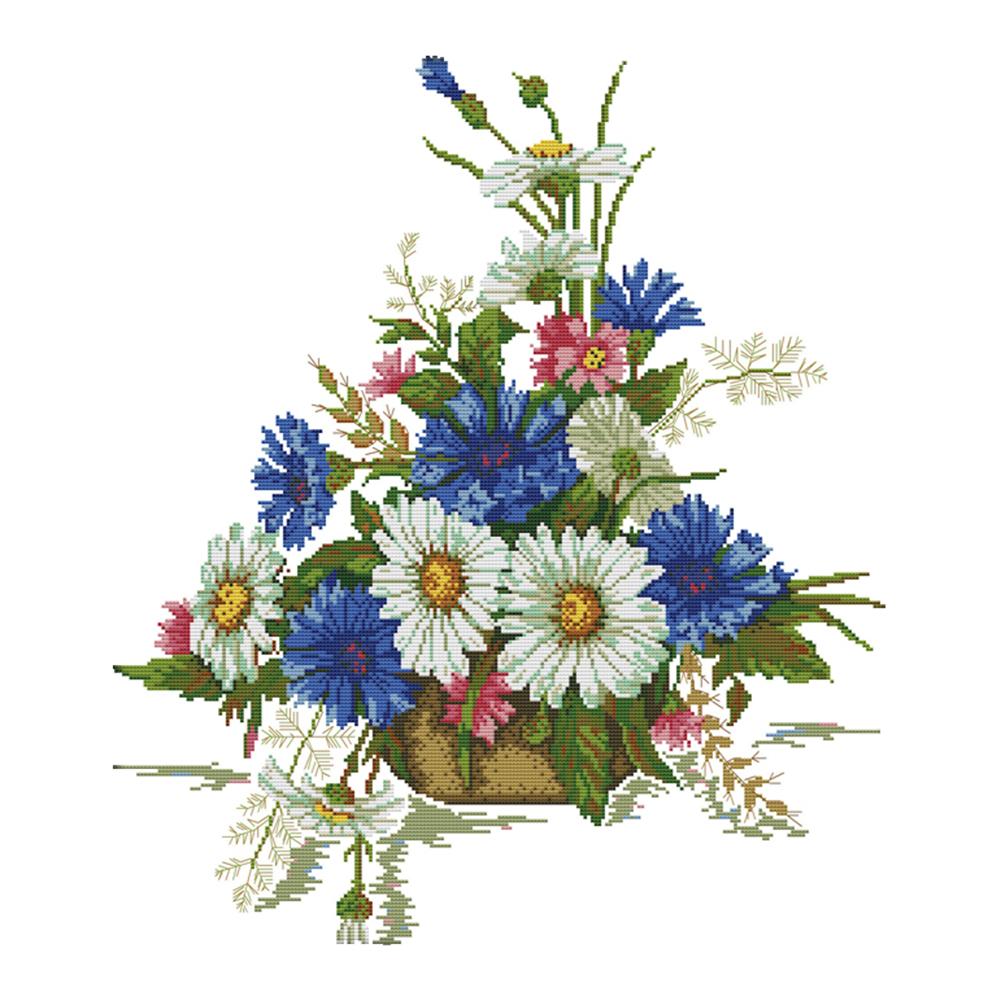 

Chrysanthemum And Basket - 14CT Stamped Cross Stitch - 47*53cm, 501 Original