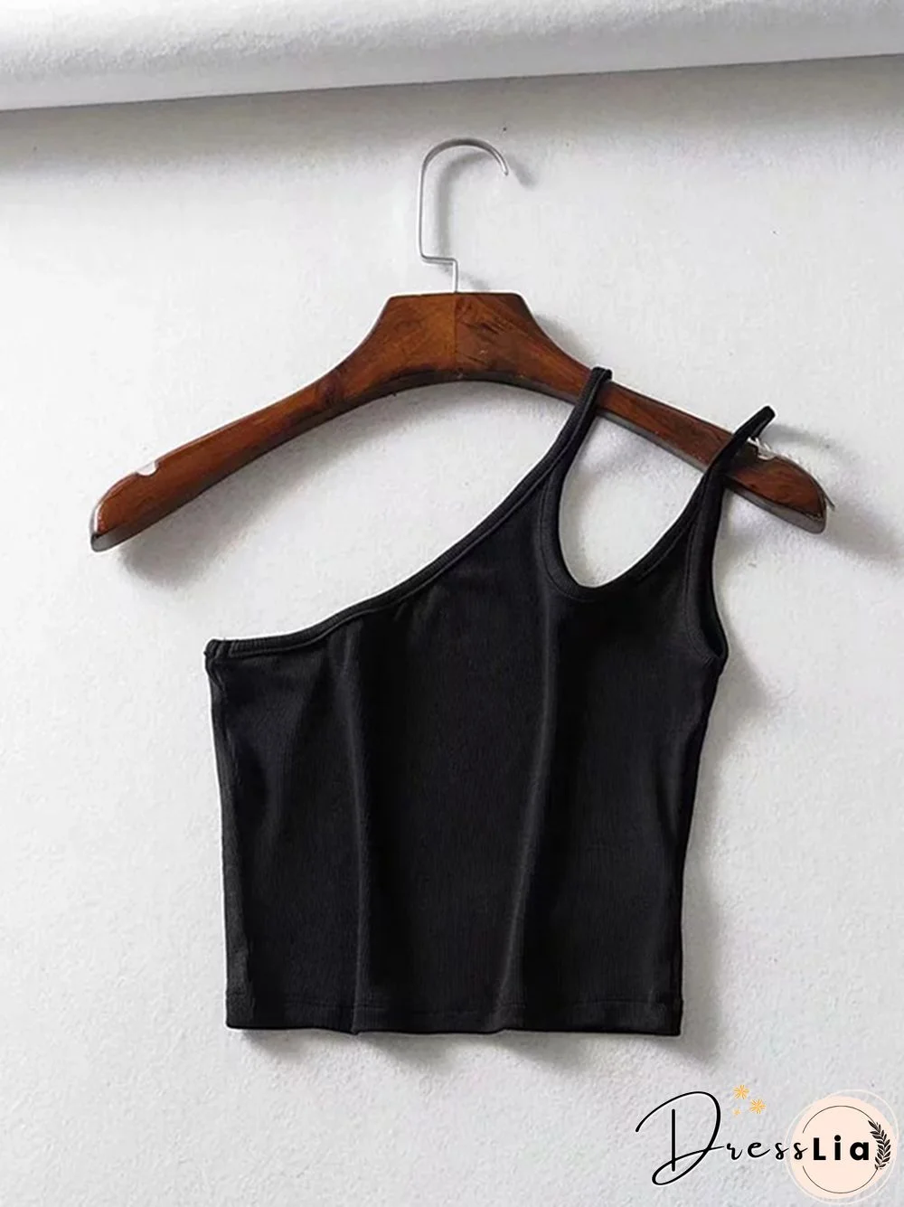One Shoulder Ribbed Camis Women Summer Double Strap Slim Fit Tank Tops 90S Cool Girls Streetwear Strench Tees