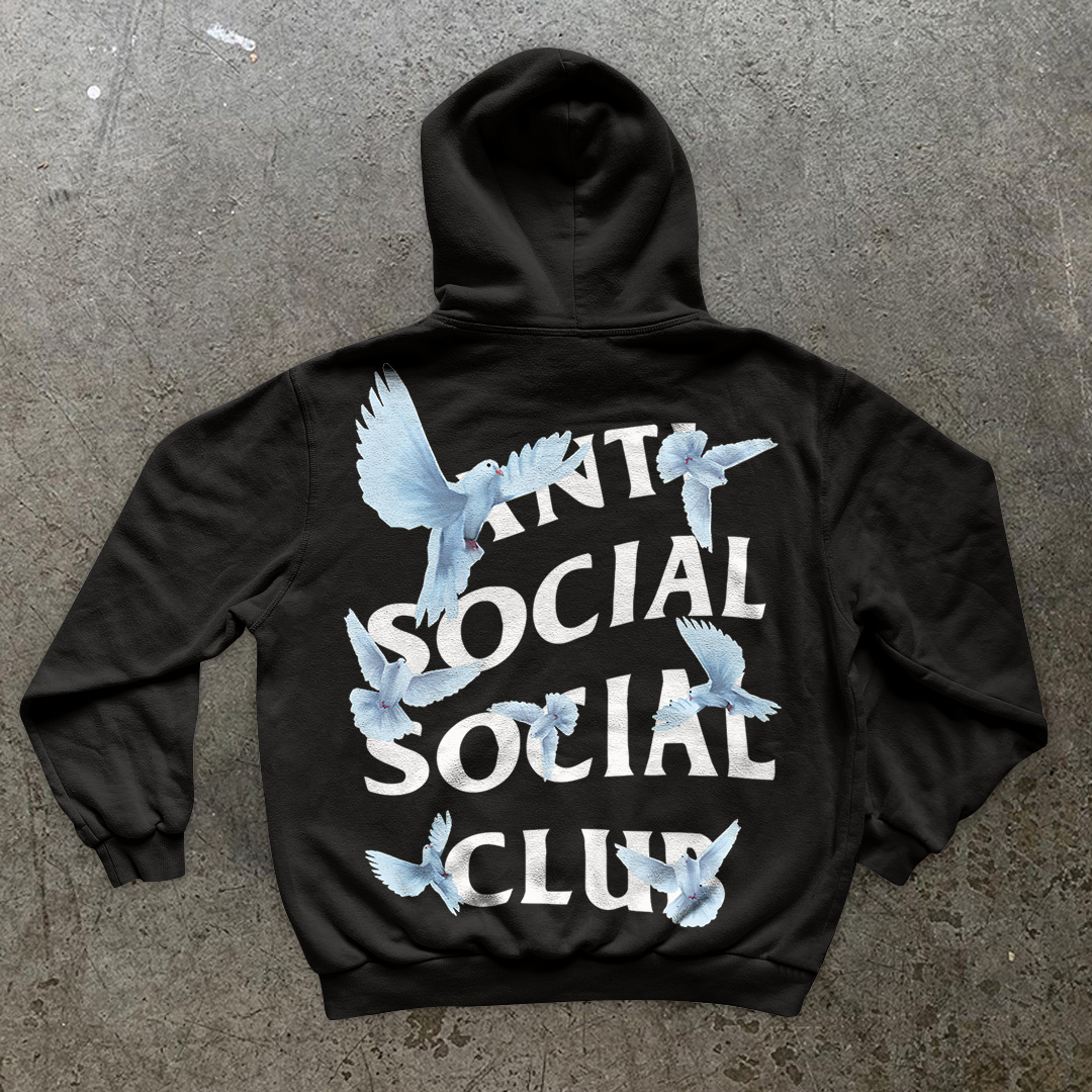 Trendy Retro Print Street Hip Hop Long Sleeve Hoodie