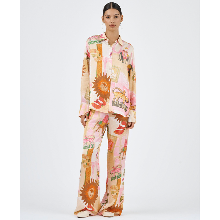 Printed Long Sleeve Shirt and Pants Set