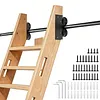 20FT Sliding Library Ladder Hardware Kit Floor Roller with Brake Telescopic Top Hook Sliding Track Kit with Complete Hardware Set (No Ladder) Indoor Moving Track for Home Office Loft