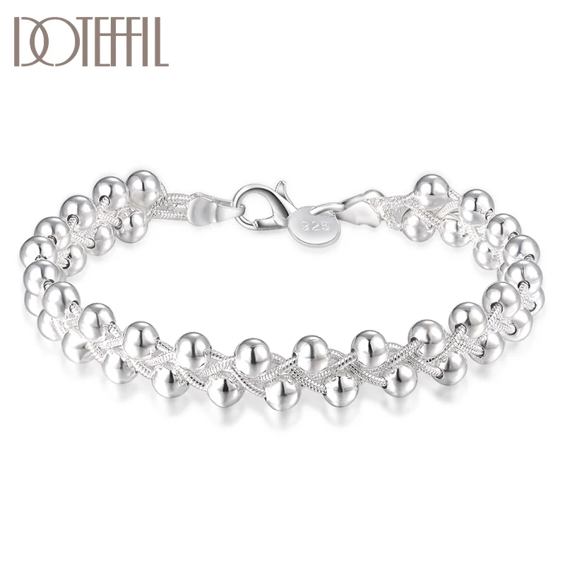 DOTEFFIL 925 Sterling Silver Braided Grape Beads Bracelet For Women Jewelry