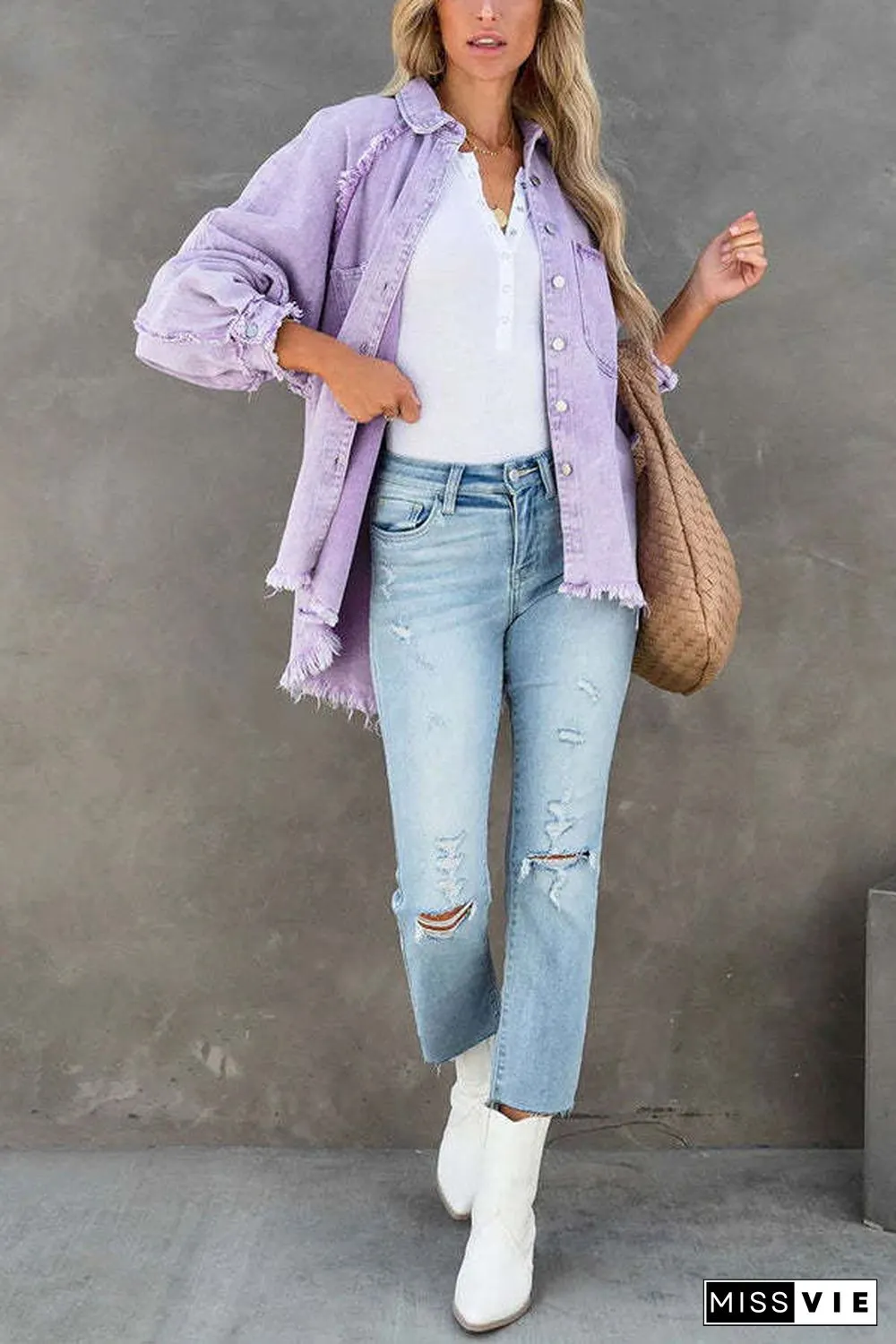 Bring It On Frayed Shirt Jacket