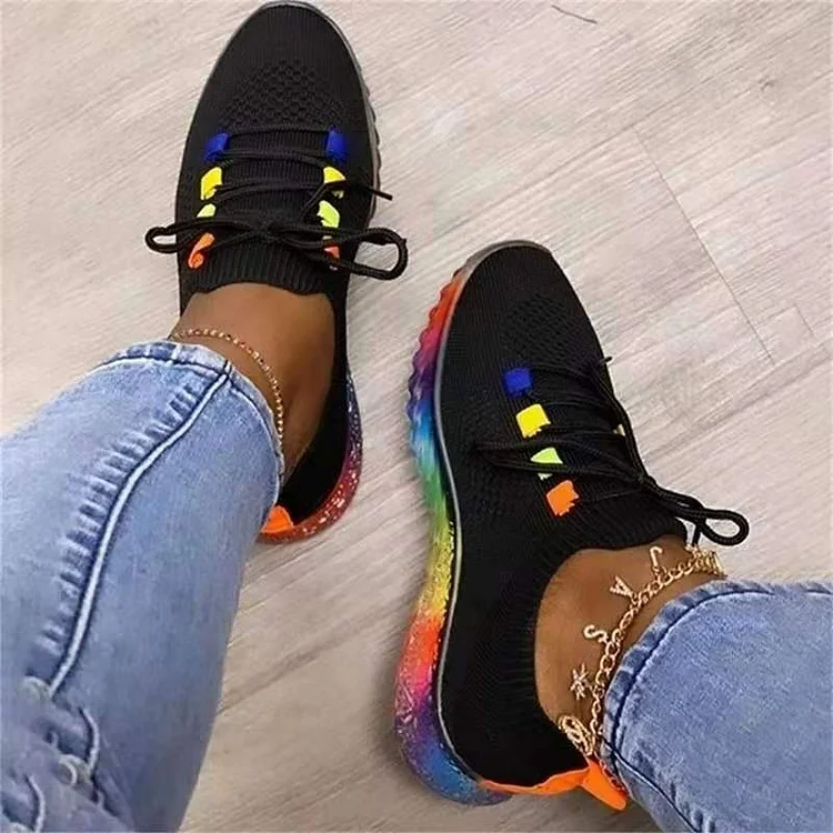 Lace-up Flat Sneakers For Women