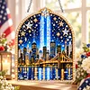 DIY Diamond Painting Acrylic Hanging Ornament, Pearl & Special Shaped Drill Art, Double-Sided Printed Patriotic Home Decor(Memorial Lights)