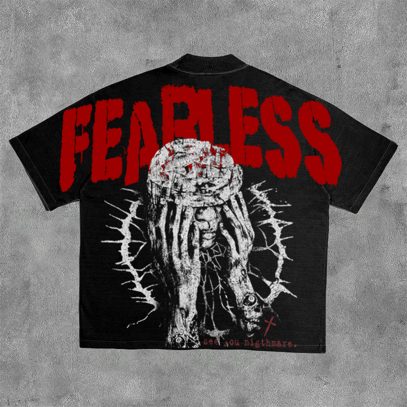 Sopula Fearless And See You Nightmare Masked Man Graphics Print Cotton Short Sleeve T-Shirt - SOPULA