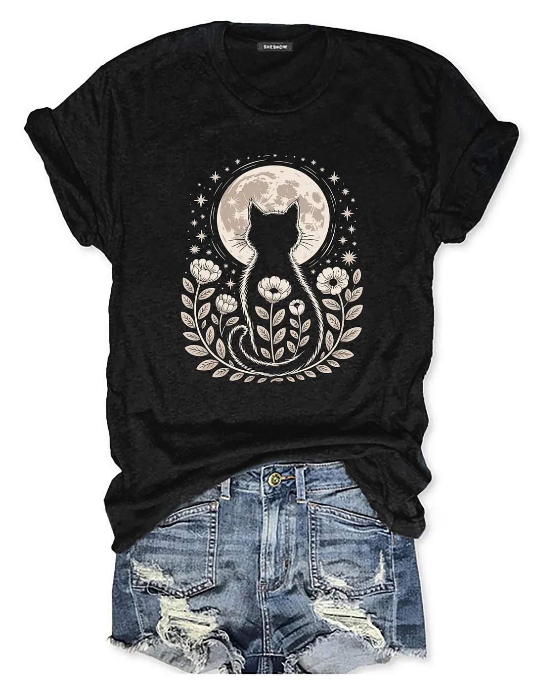 Halloween Mystic Moon Cat T-shirt