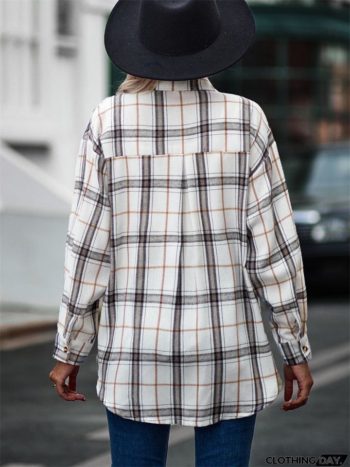 New Autumn Plus Size Extra Loose Plaid Soft Women Blouse