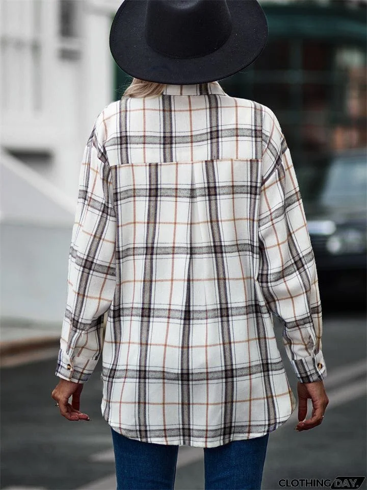 New Autumn Plus Size Extra Loose Plaid Soft Women Blouse