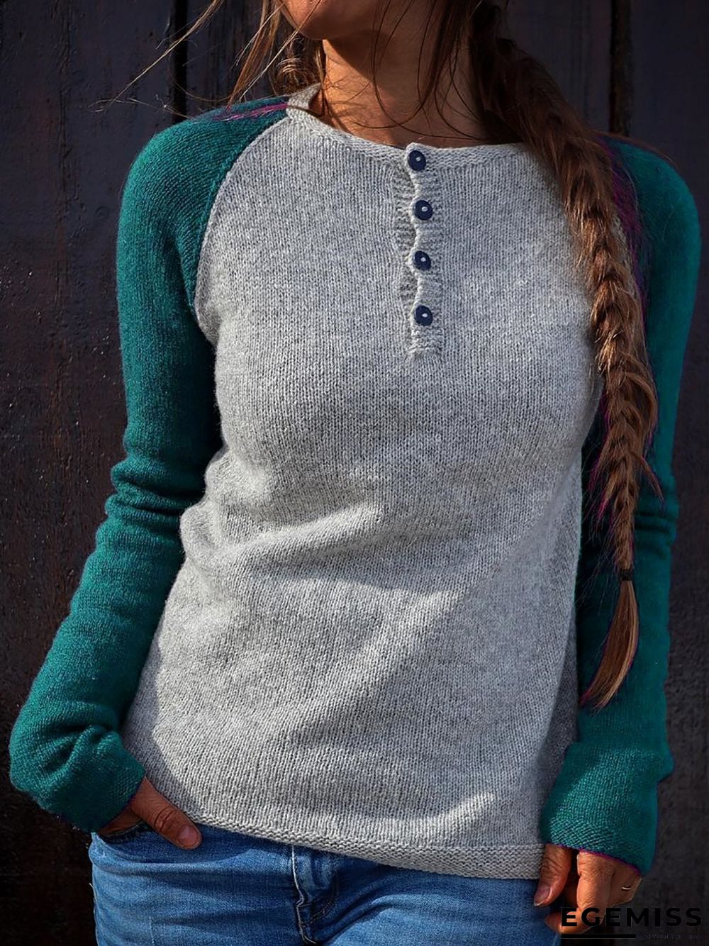 Color Block Button Down Sweater | EGEMISS