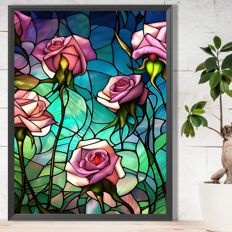 5D Diamond Painting Pink Rose Crystal Girl Kit