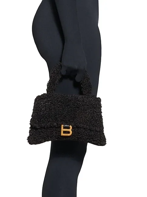 Balenciaga Furry Hourglass Small Handbag With Strap