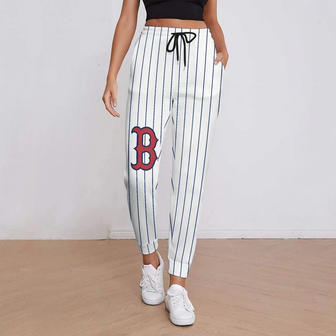 Plus Size Long Pants with Pockets in Pattern Striped, Blue, Red