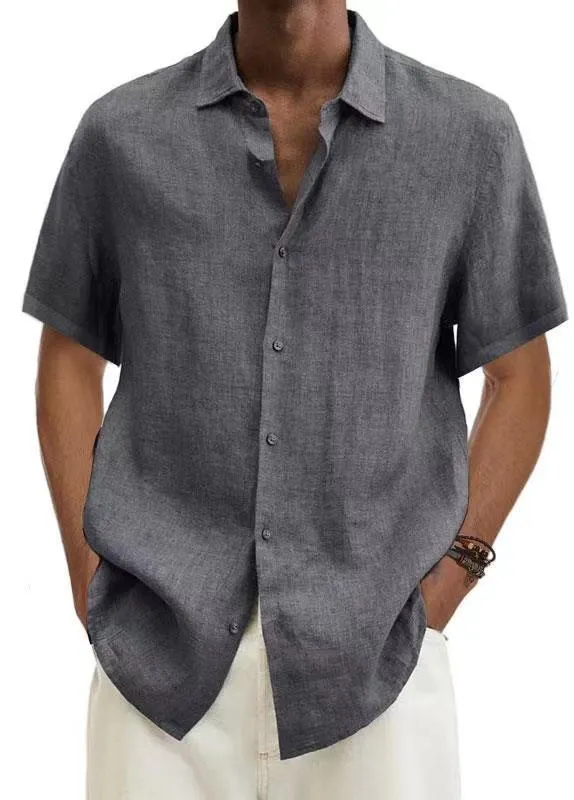 Uveng Uveng Explosion Summer V-Neck Button Cotton Cotton Pure Cotton Shirt Shirt Man Shirt Man