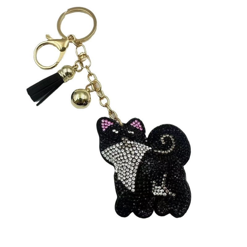 Cute Dog Pu Leather Diamond Women’s Keychain