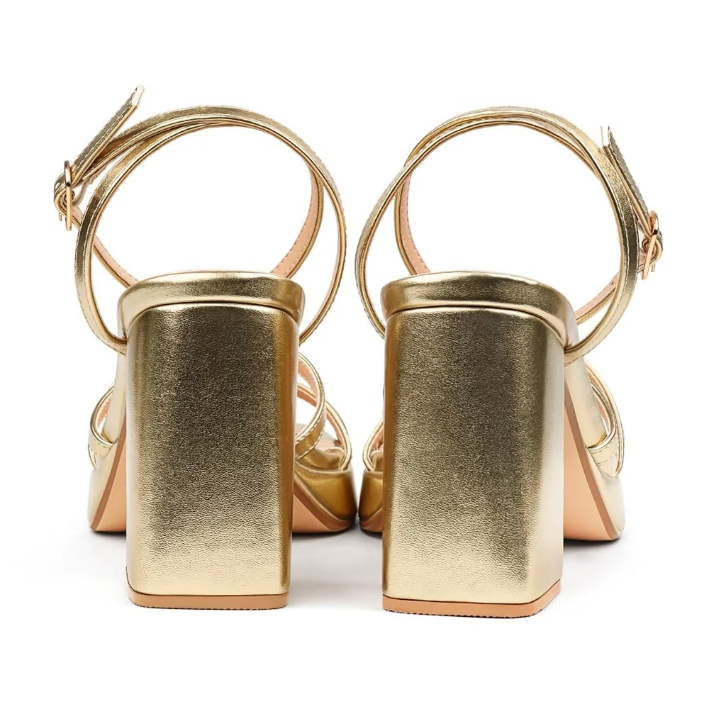 90mm Women's Chunky Heel Ankle Strap Sandals Comfortable Square Open Toe Sandals Summer Banquet Wedding Party Shoes-MERUMOTE