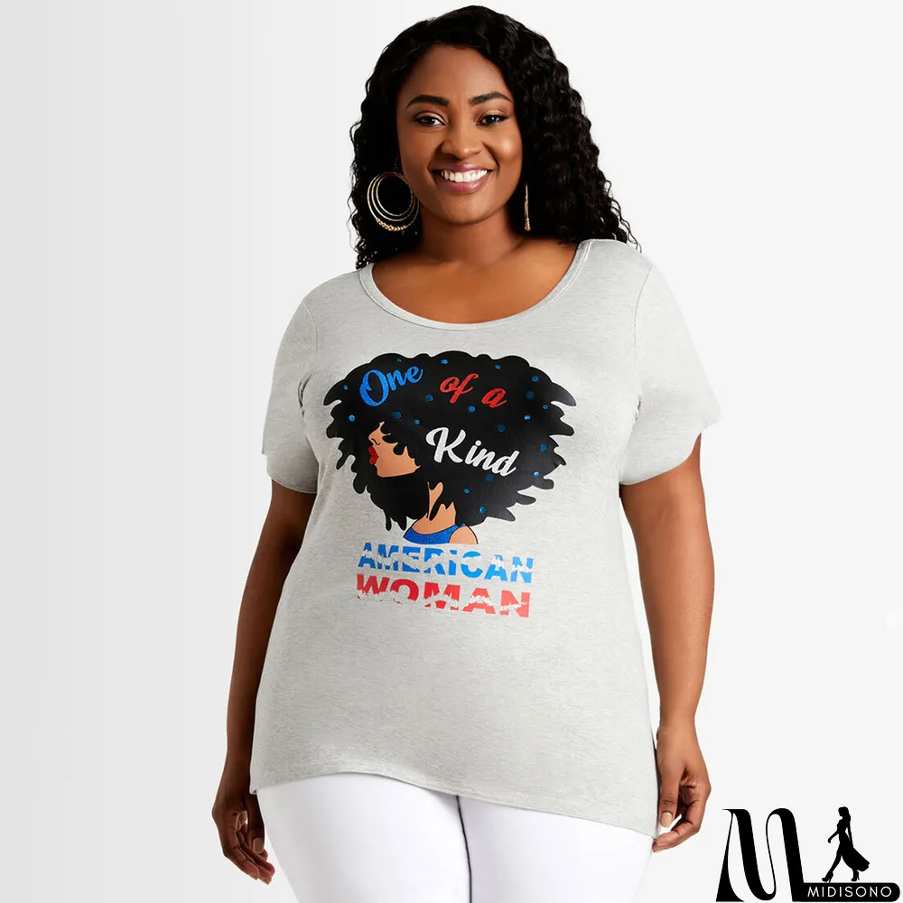 MidiSono - Plus Size Casual Printed Short Sleeve O Neck T Shirt