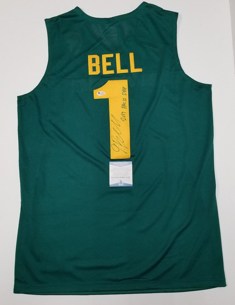 JORDAN BELL Signed Autographed Oregon Ducks, Dubs Jersey SZ L.WITNESS BECKETT