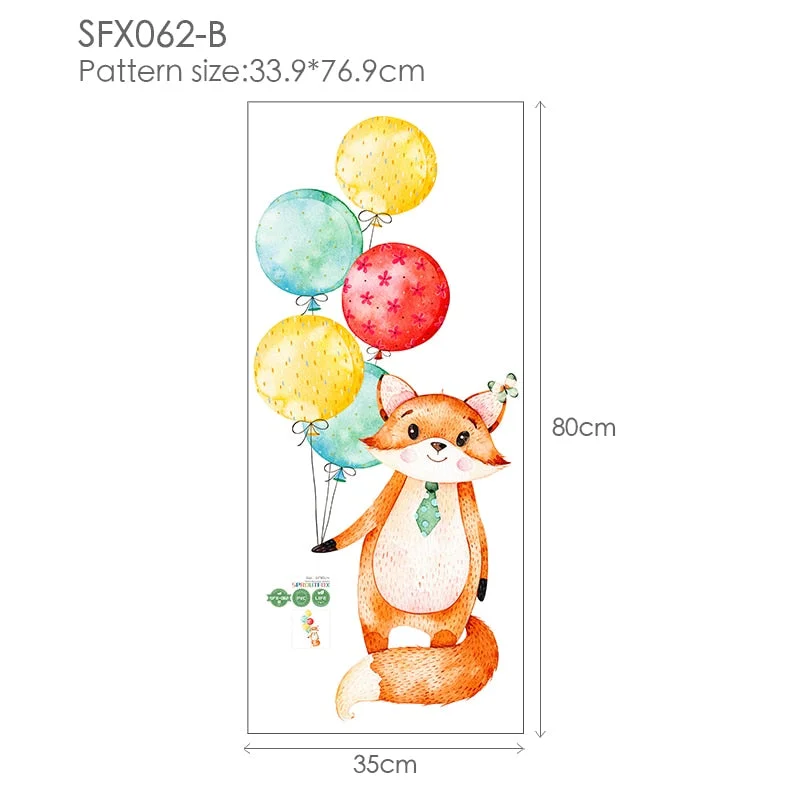 Animal Cartoon Wall Stickers For Kids Rooms Balloon Bunny Decorative 3D Wall Stickers For Children Rooms Large Kids Wall Decals