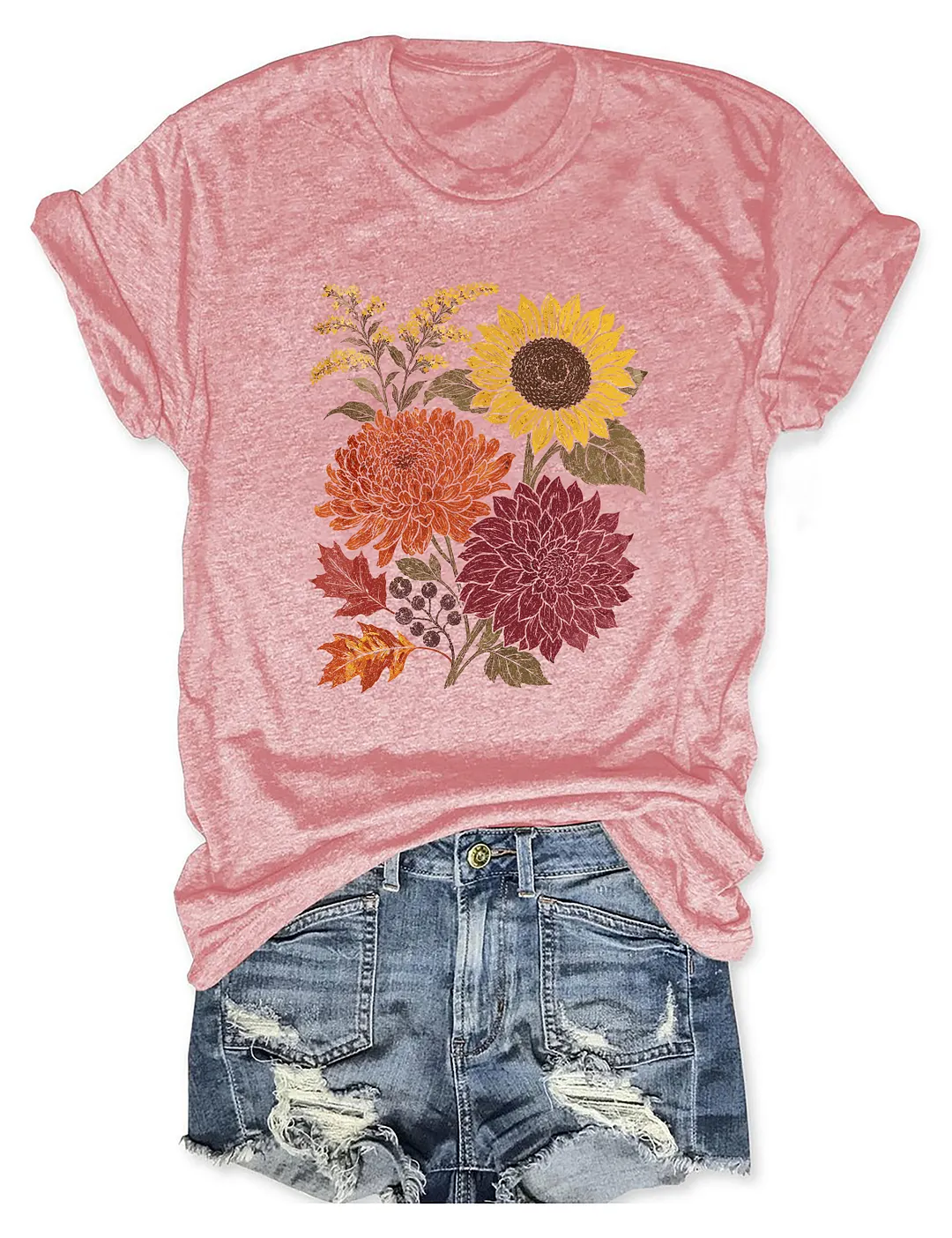 Fall Floral Sunflower Dahlia T-shirt