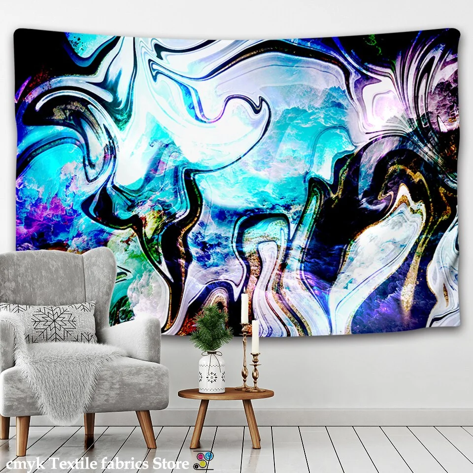 Psychedelic Tapestry Flower Wall Decor Hanging Room Starry Sky Carpet Moon Tapestries Art Home Decoration Accessories