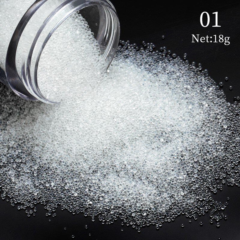 Agreedl Nail Caviar Beads Crystal Tiny Rhinestones For Manicure Holographic Glass Balls Micro Bead For 3D Nail Decorations Nail Charms
