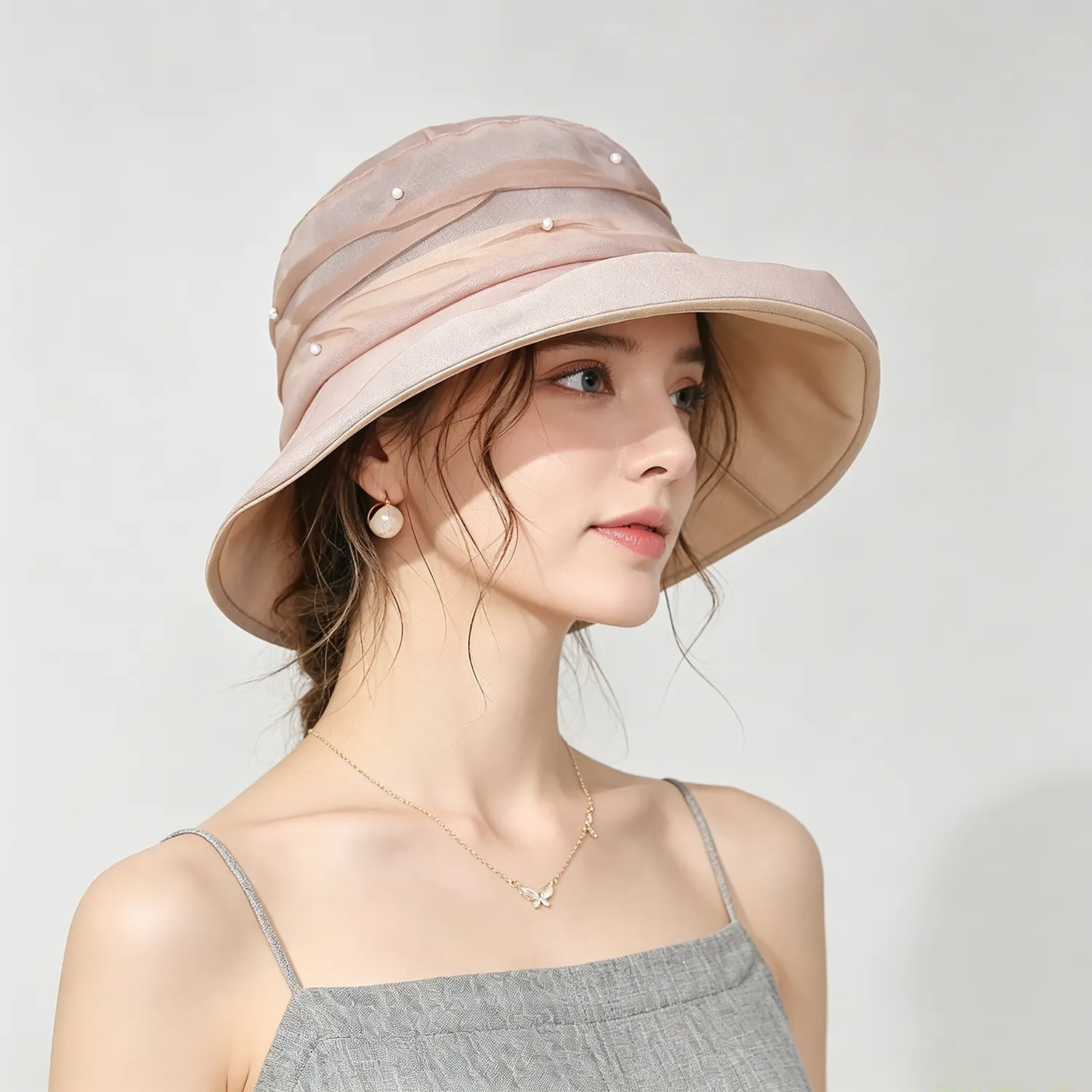 100% Silk Bucket Hat Lightweight Breathable Sun Shade For Women REAL SILK LIFE
