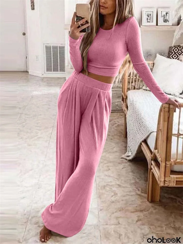 Women's Leisure Comfy Two-piece Knitting Sets