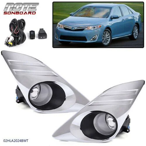 Silscvtt 2Pcs Fog Lights Assembly Replacement for 2012 2013 2014 Toyota Camry with Front Bumper Bezel Wires Switch Bulbs Driver & Passenger Side