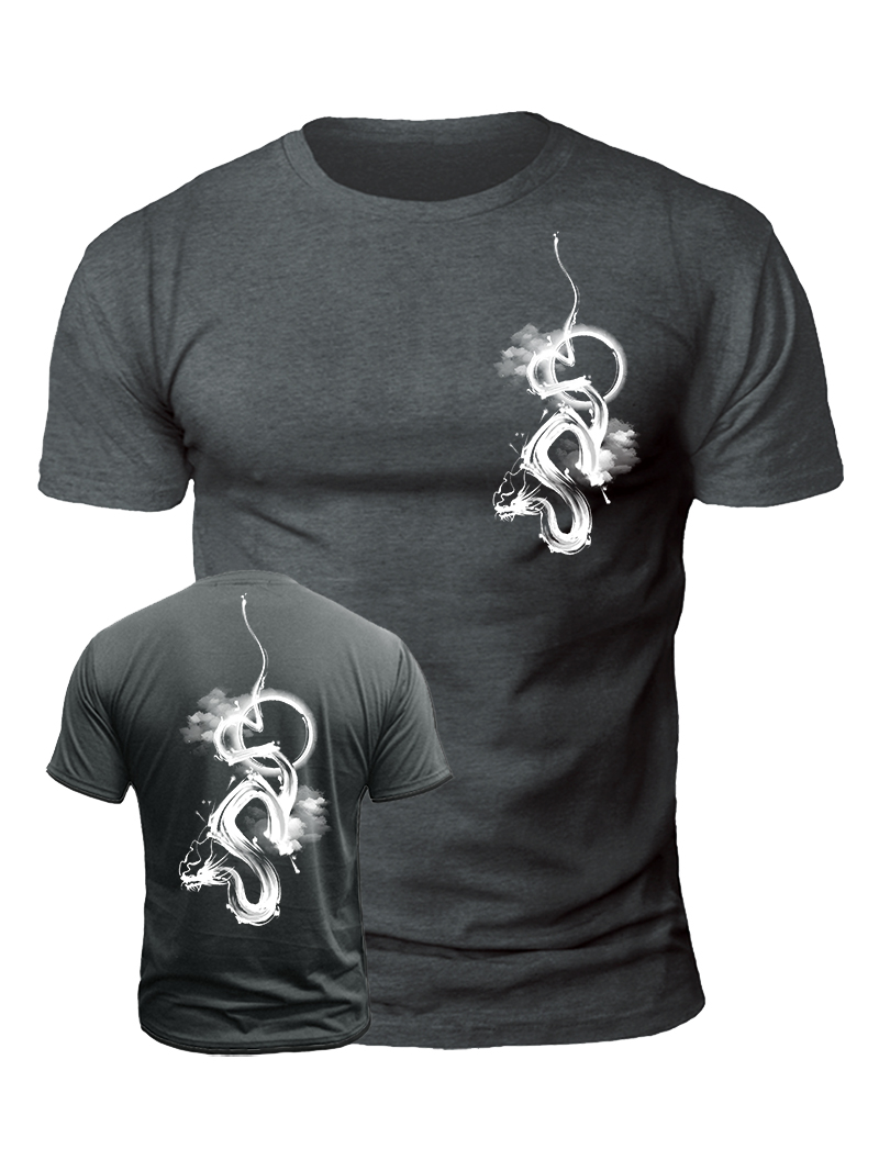 Men's Cloud Dragon Print Casual Short Sleeve T-shirt