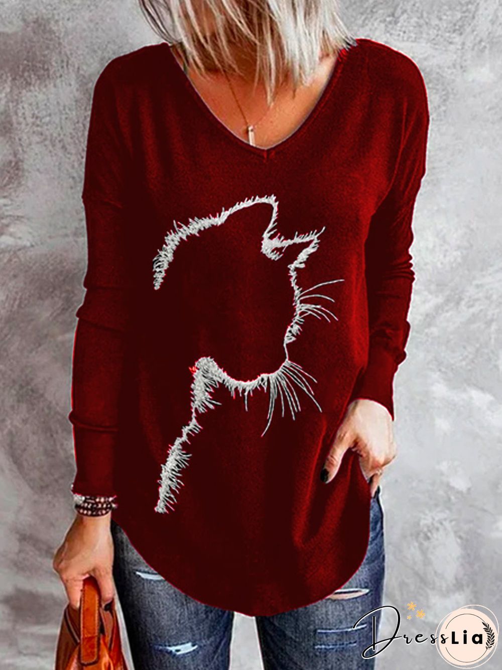 Floral-Print Long Sleeve Tops