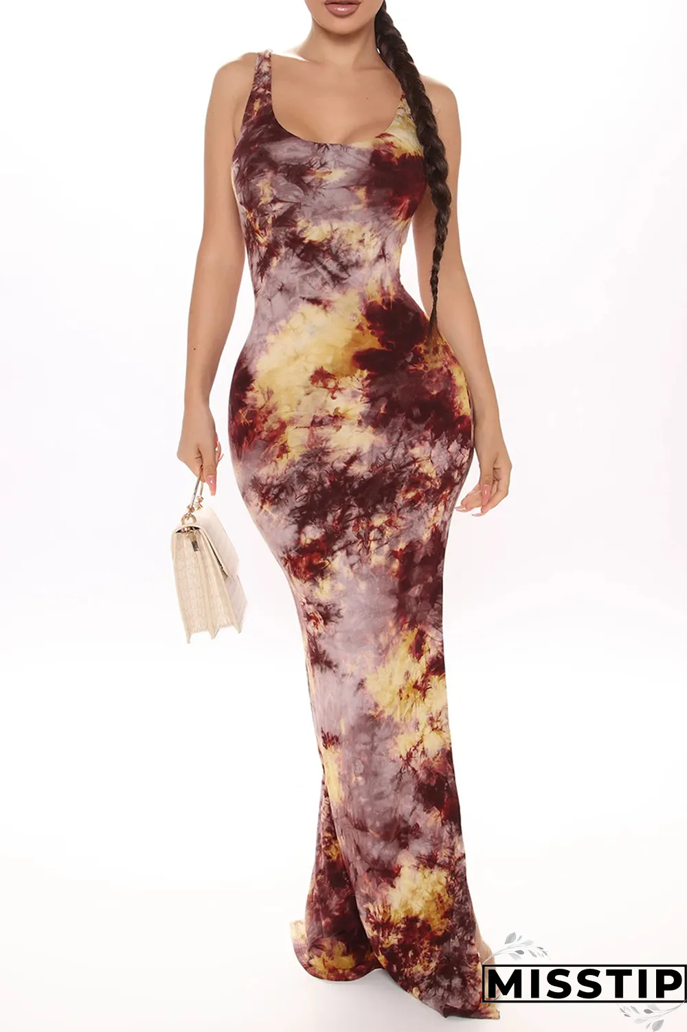 Blue Sexy Print High Opening Spaghetti Strap Irregular Dress Dresses