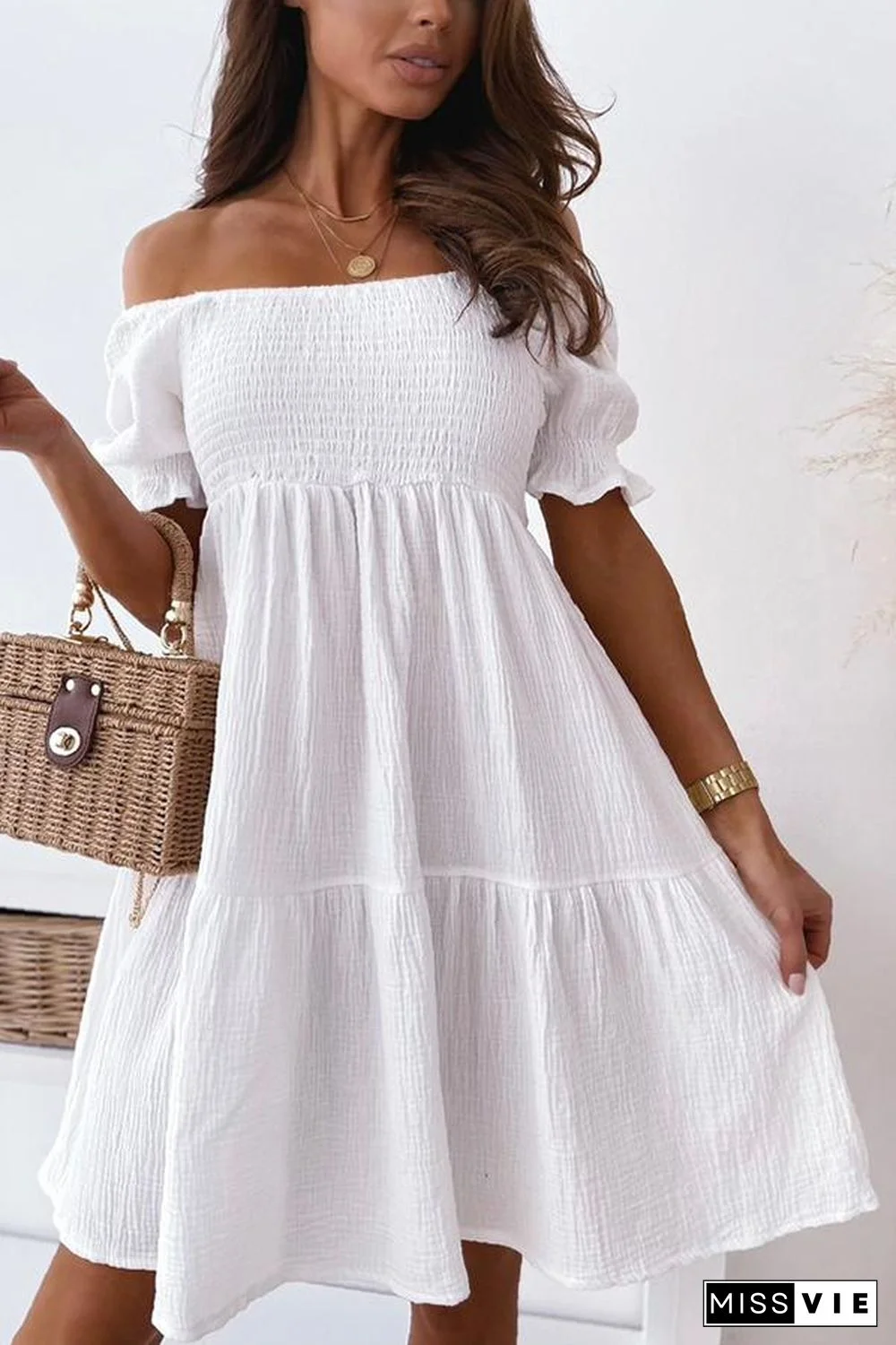 Enchanted Off The Shoulder Smocked Loose Dress