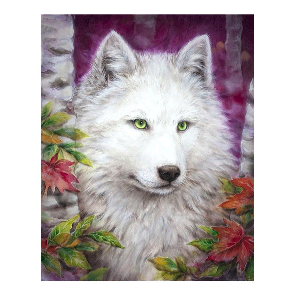 

30*36CM - Watching Wolf - Round Drill Diamond Painting, 501 Original