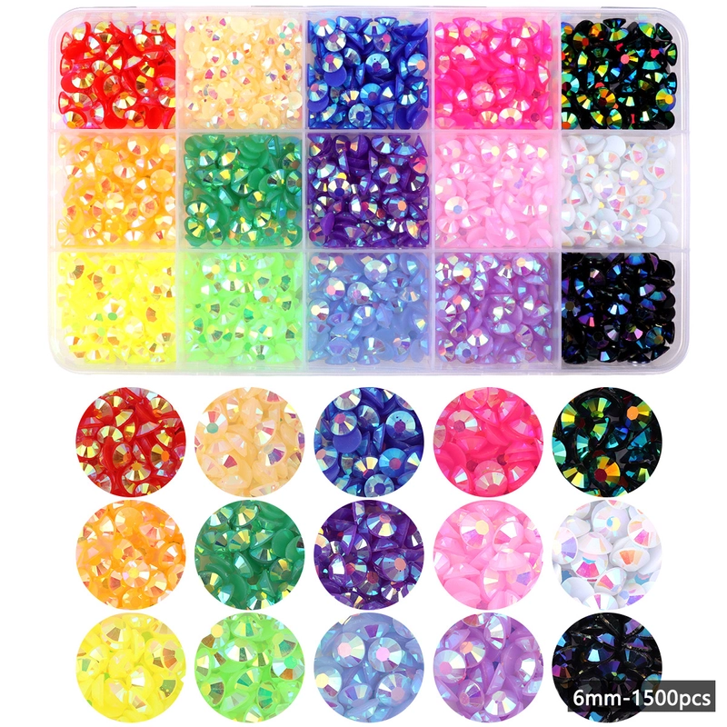 15 Color Resin Bottoming Drill Color AB Diamond Mixed Color Acrylic Diamond Handmade DIY Stick-on Crystals Large Transparent Rhinestone Jewelry Suit