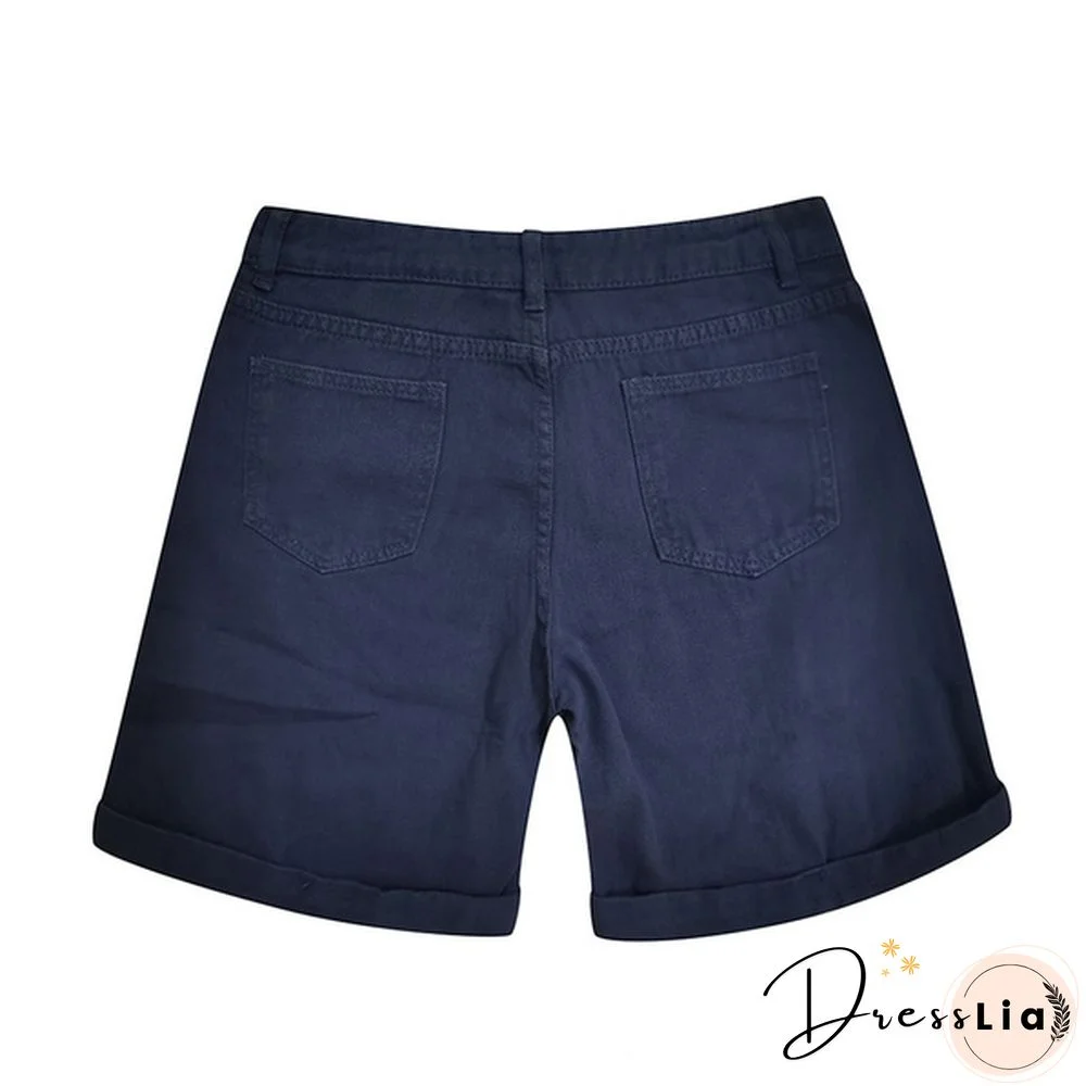 Women Summer Denim Shorts Button Pocket Blue Jeans Shorts feminino Short Pants