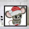 Santa Hat Mouse - 14CT Stamped Cross Stitch 16*15cm/6.3*5.91in(Brand)