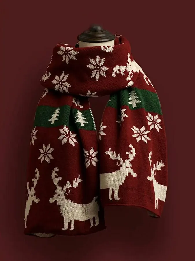 Christmas Multi-Element Pattern Design Thickened Warm Scarf