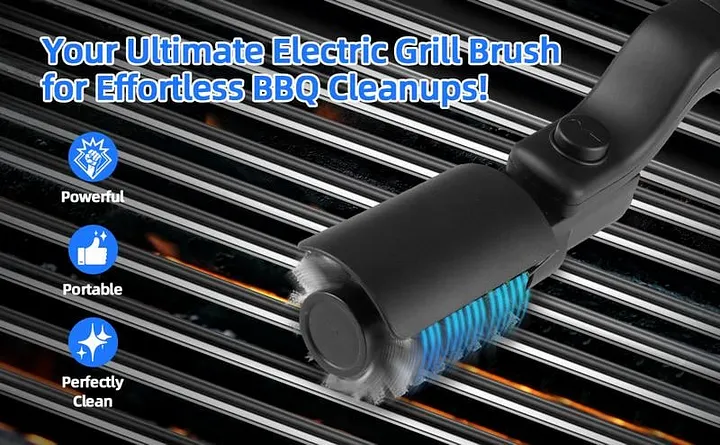 Electric BBQ Grill Brush Cordless and Rechargeable,Two Replacement Cleaning Brushes,Adjustable Angle, Barbecue Accessories,Barbecue Utensils,Wire Brushes for Cleaning Rust, Grill, Dirt, Paint Removal, Welding,TikTokShopBlackFriday