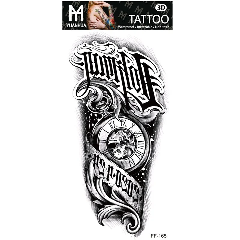 Sdrawing Forest Tattoo Sticker for Men Women Children Tiger Wolf Death Skull Temporary Tattoo Fake Henna Skeleton King Animal Tatoo