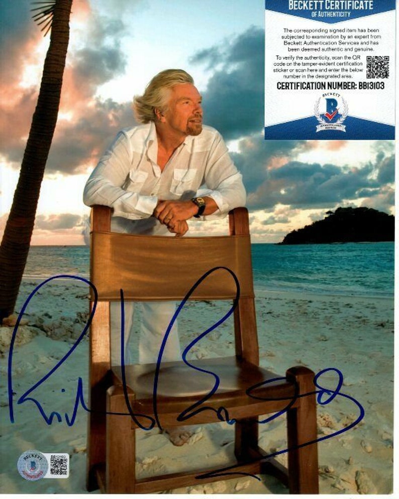 Richard branson signed 8x10 Photo Poster painting beckett bas