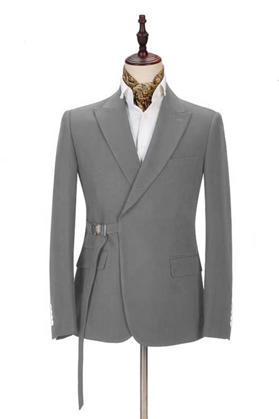 Unique Dark Gray Best Fited Tuxedo For Wedding With Buckle Button | Ballbellas Ballbellas