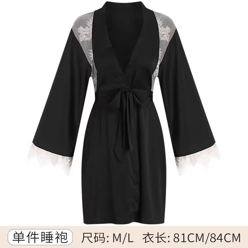 Sdrawing Sdrawing Sexy Lace Bathrobe Simple With Soft Ice Skate High Quality Night Goibeth 2025 New Lace Morning Robe