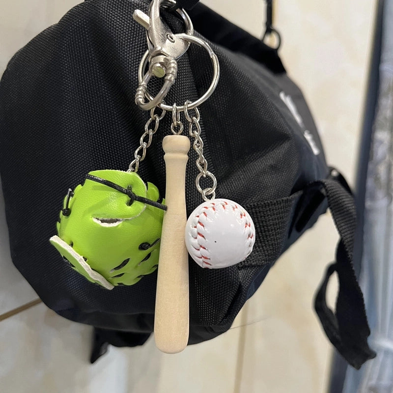 Fashion Baseball Pu Leather Unisex Bag Pendant Keychain