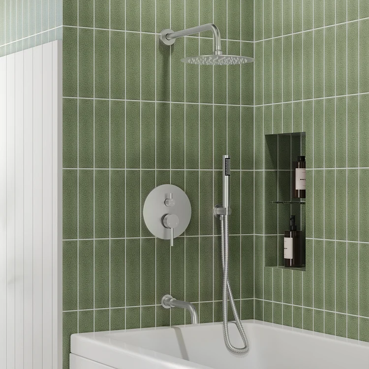 M6612NI-10BL EVERSTEIN Shower System | 10" Rain Shower Head with Handheld & Bathtub Spout