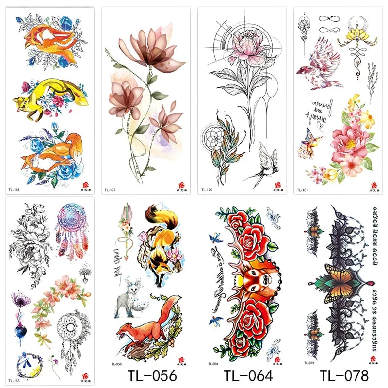 Flower animal totem romantic beautiful bird fragrance waterproof lasting men and women personality temporary tattoo stickers