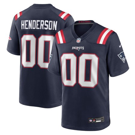 Men's New England Patriots #00 TreVeyon Henderson  Navy 2025 NFL Draft Game Jersey