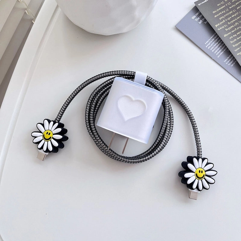 Sunflower Iphone 20w Charger Data Cable Anti-break Protective Cover