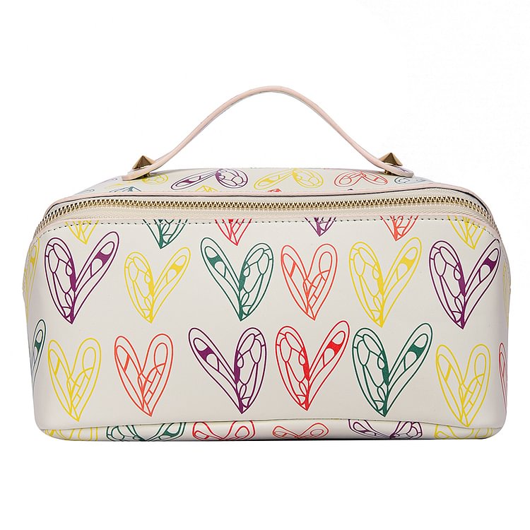 Fashion Cosmetic Bag Large Capacity Printed Storage Bag Soft for Camping (Love)